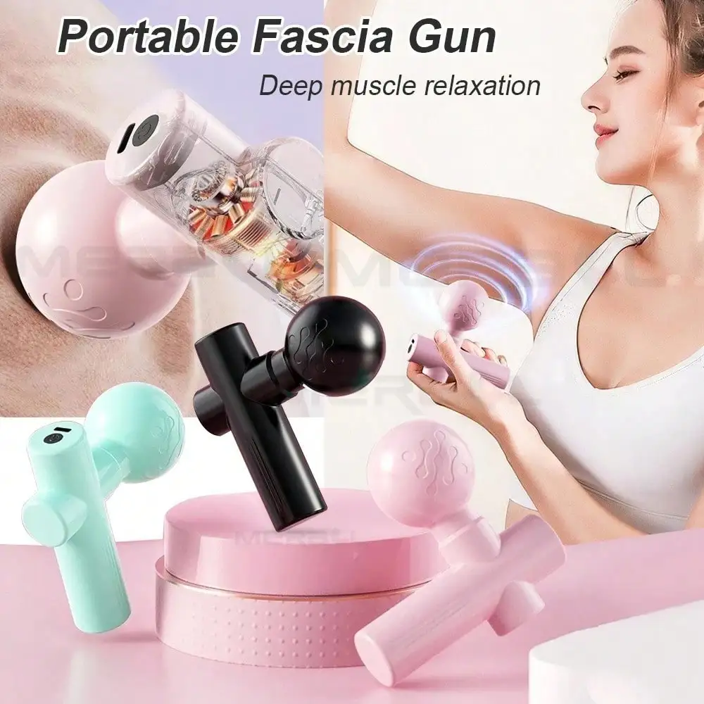 Massage Gun Deep Tissue - ปืนนวดขนาดเล็ก 2026 เครื่องนวดฟาสเชีย บรรเทาอาการปวดกล้ามเนื้อ ปืนนวดแบบสั่น พกพาสะดวก