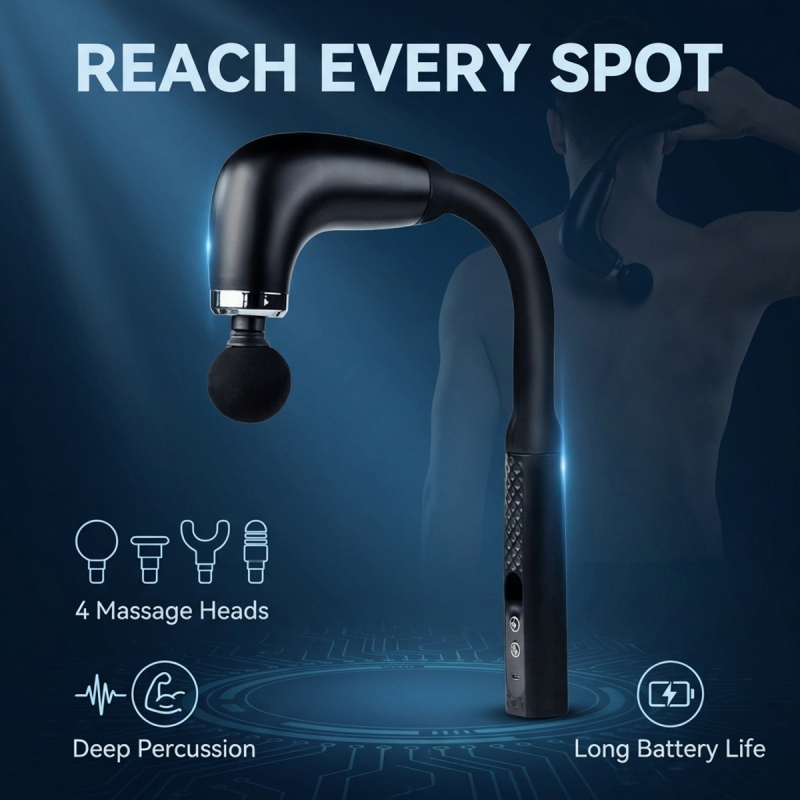 Massage Gun Deep Tissue - ปืนนวดกล้ามเนื้อไฟฟ้า 4 หัว นวดเนื้อเยื่อลึก บรรเทาอาการปวด พกพาสะดวก