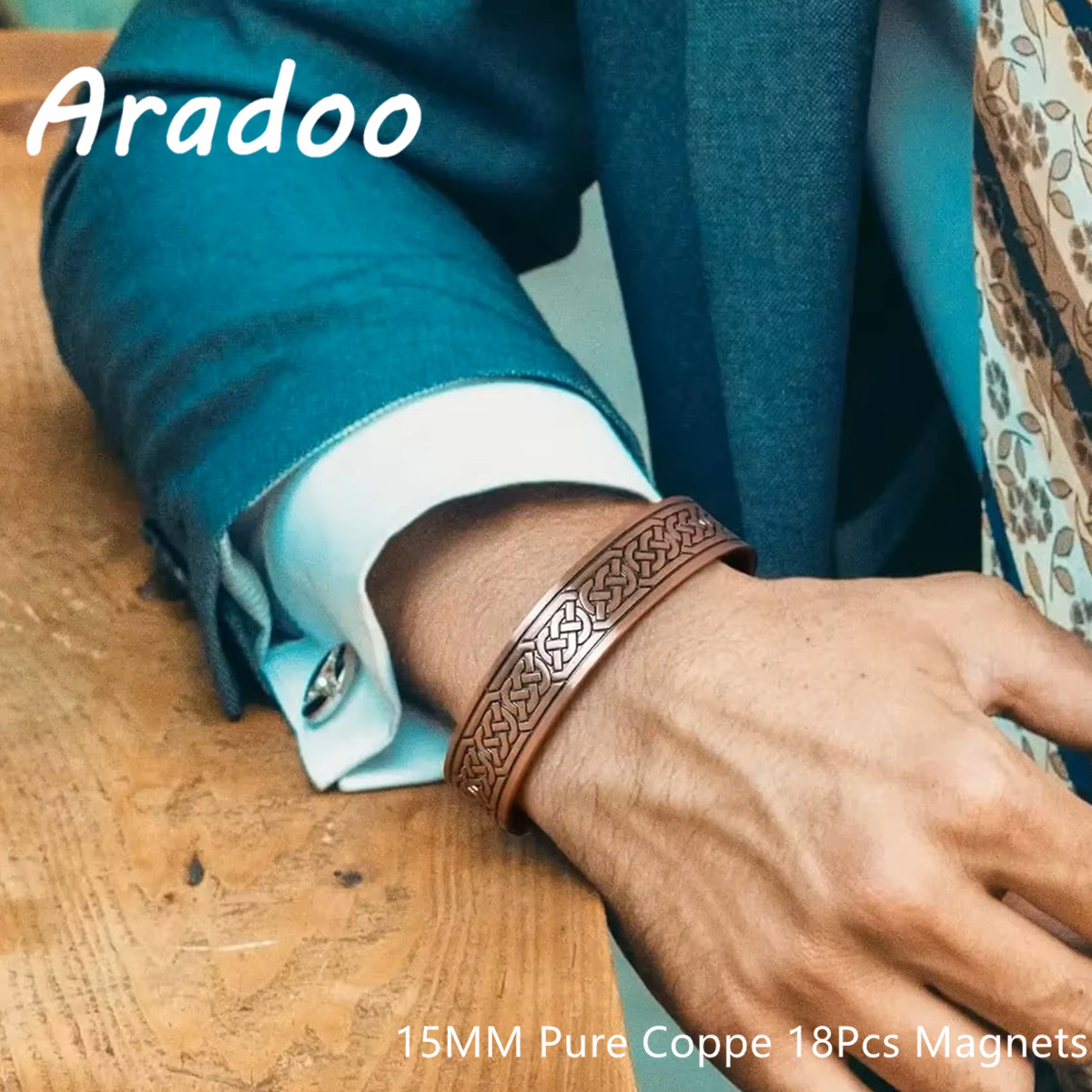 Health Wellness Gifts - ARADOO Vintage ทองแดงบริสุทธิ์สร้อยข้อมือแม่เหล็ก 3500 Gauss Neodymium